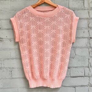 Vintage Pastel Pink Short Sleeve Sweater